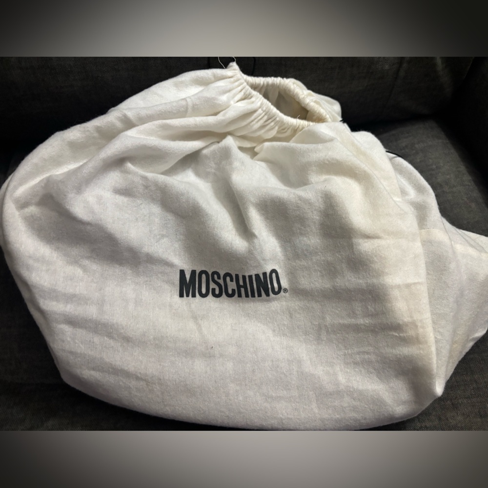 Vintage Moschino Brown Leather Women’s Clear Accent Satchel Shoulder Bag - Picture 8 of 9